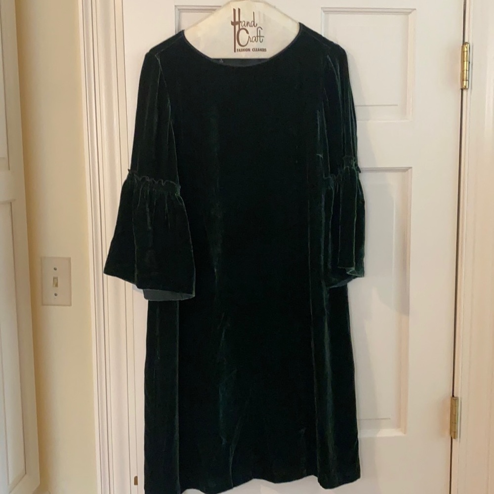 lafayette green velvet dress